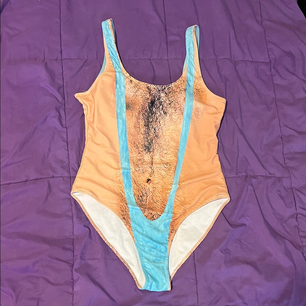 Stylish Tan and Blue Women's Swimsuit